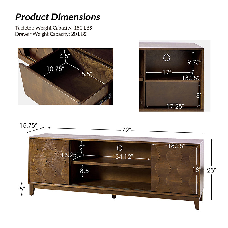 Freddy 72'' TV Stand for TVs Up to 78''