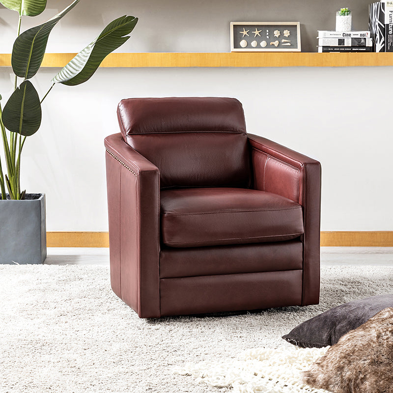 Celia 28.74" Wide Genuine Leather Swivel Chair