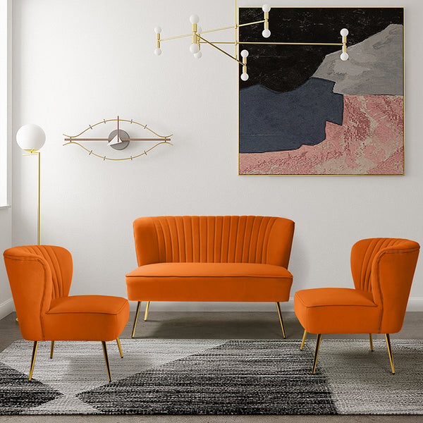 Bariana Velvet 3-Piece Living Room Set